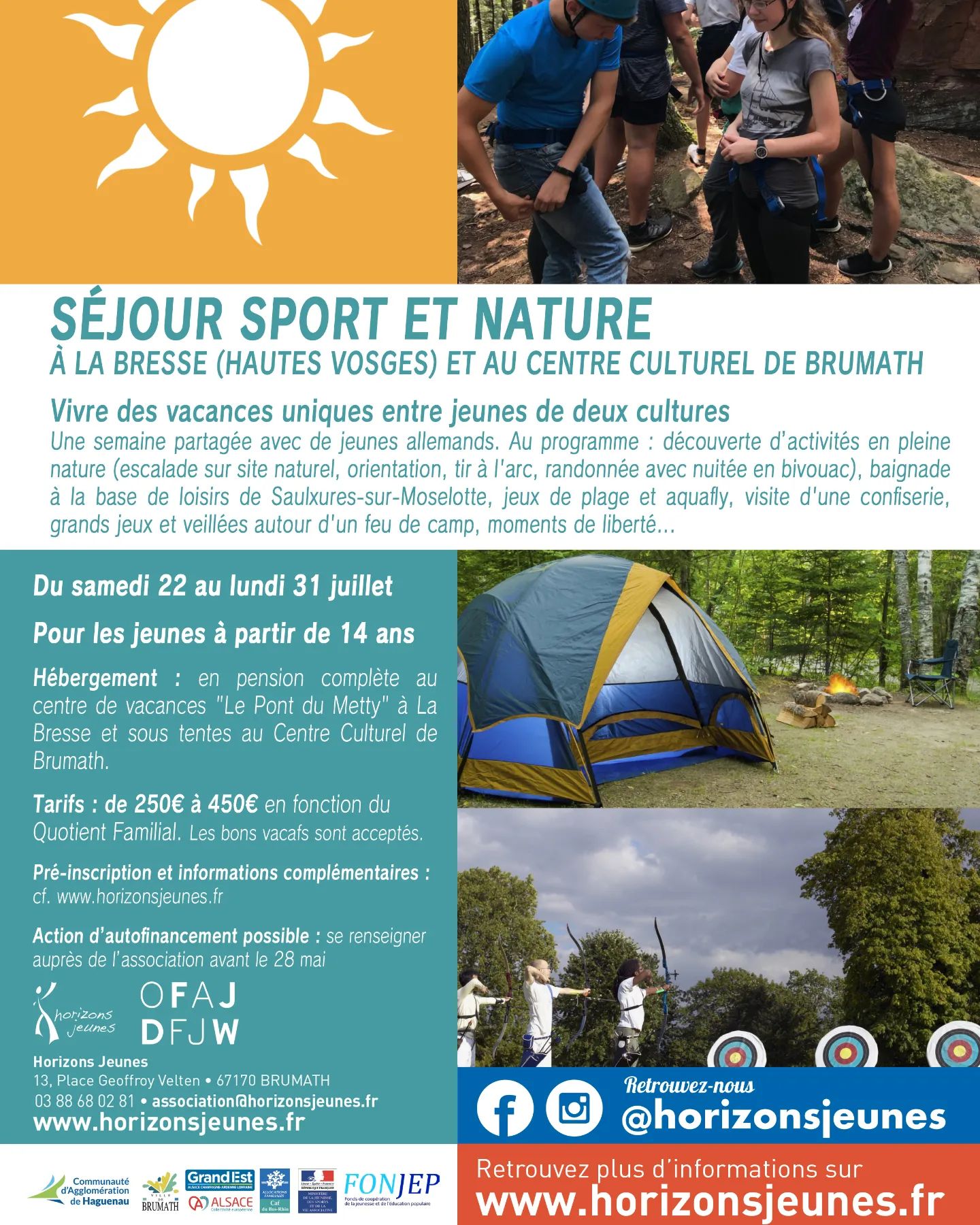 Séjour jeunes sport et nature à La Bresse