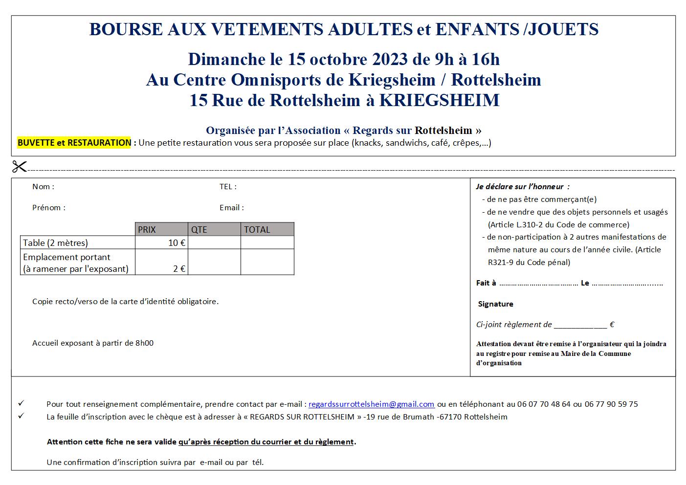 Bourse aux vêtements adultes et enfants / Jouets