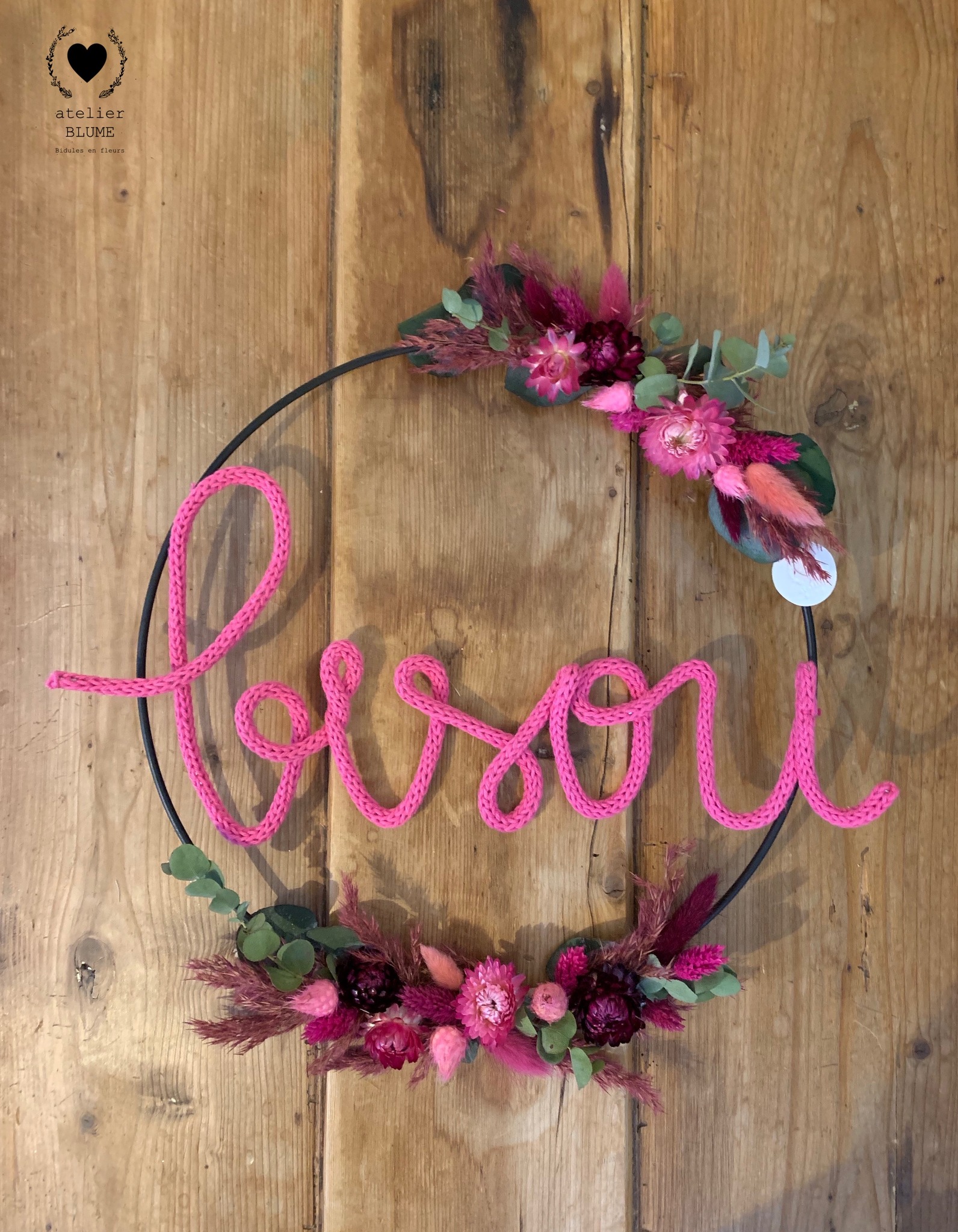 Atelier couronne en fleurs séchées