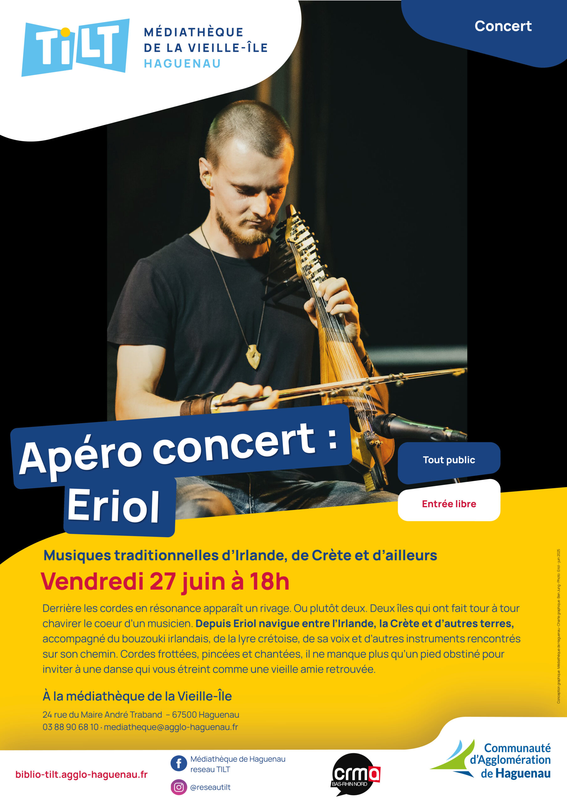 Apéro-concert : Eriol, Musiques traditionnelles d’Irlande, de Crète et d’ailleurs